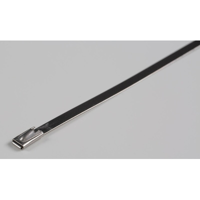 RS PRO Cable Tie, Roller Ball, 520mm x 4.6 mm, Metallic 316 Stainless Steel, Pk-100
