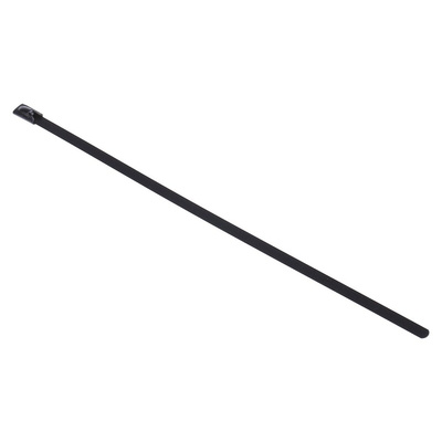 RS PRO Cable Tie, Roller Ball, 200mm x 4.6 mm, Black Polyester Coated Stainless Steel, Pk-100