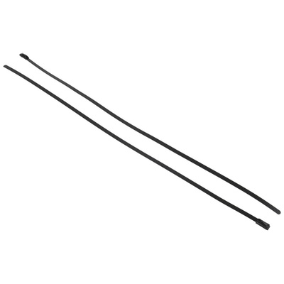 RS PRO Cable Tie, Roller Ball, 360mm x 4.6 mm, Black Polyester Coated Stainless Steel, Pk-100