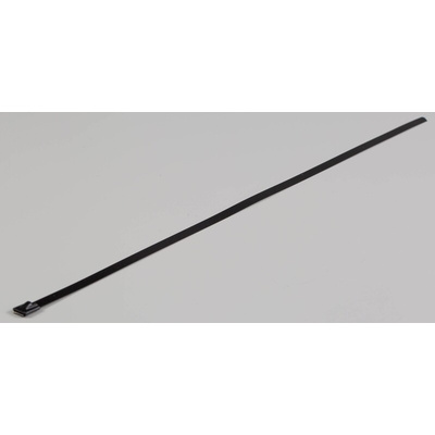 RS PRO Cable Tie, Roller Ball, 520mm x 7.9 mm, Metallic Polyester Coated Stainless Steel, Pk-100