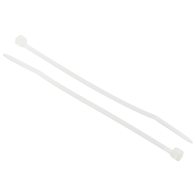 RS PRO Cable Tie, Sub Miniature, 71mm x 1.6 mm, White Nylon, Pk-100