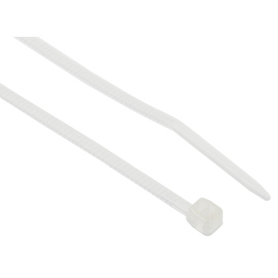 RS PRO Cable Tie, Sub Miniature, 71mm x 1.6 mm, White Nylon, Pk-100