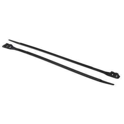 RS PRO Cable Tie, Double Locking, 300mm x 9 mm, Black Nylon, Pk-100