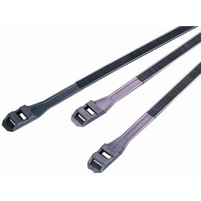 RS PRO Cable Tie, Double Locking, 510mm x 9 mm, Black Nylon, Pk-100