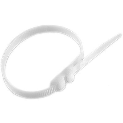 RS PRO Cable Tie, Double Locking, 760mm x 9 mm, Natural Nylon, Pk-100