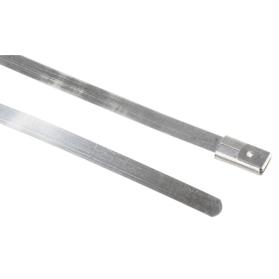 RS PRO Cable Tie, Roller Ball, 680mm x 4.6 mm, Metallic 316 Stainless Steel, Pk-100