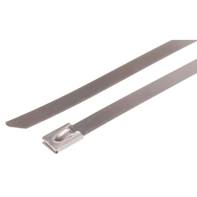 RS PRO Cable Tie, Roller Ball, 680mm x 7.9 mm, Metallic 316 Stainless Steel, Pk-100