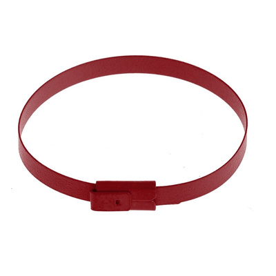 RS PRO Cable Tie, Roller Ball, 150mm x 4.6 mm, Red Polyester Coated Stainless Steel, Pk-100