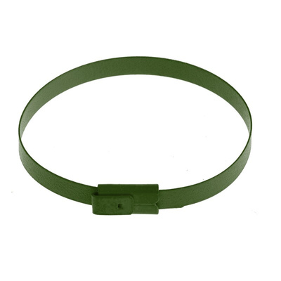 RS PRO Cable Tie, Roller Ball, 200mm x 4.6 mm, Green Polyester Coated Stainless Steel, Pk-100