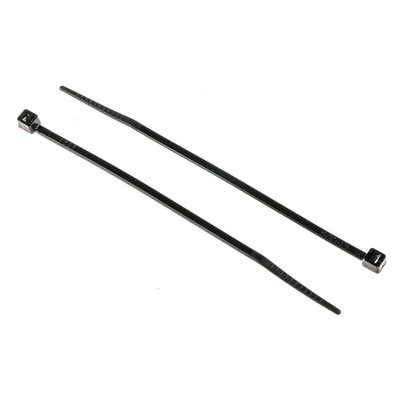 RS PRO Cable Tie, 100mm x 2.5 mm, Black Nylon, Pk-100