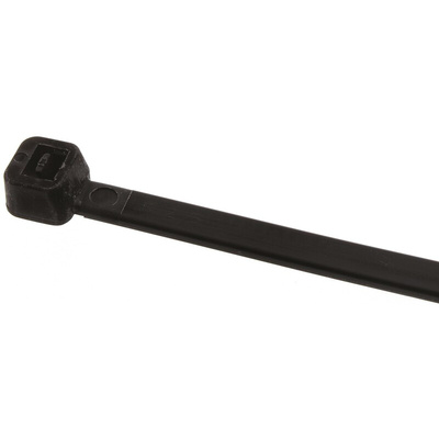 RS PRO Cable Tie, 385mm x 4.8 mm, Black Nylon, Pk-100