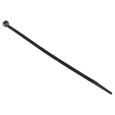 RS PRO Cable Tie, 190mm x 4.8 mm, Black Nylon, Pk-100