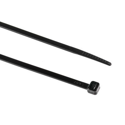 RS PRO Cable Tie, 450mm x 4.8 mm, Black Nylon, Pk-100