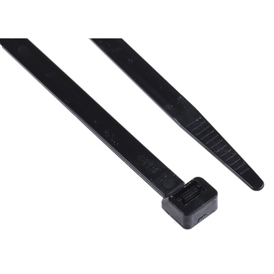 RS PRO Cable Tie, 300mm x 7.6 mm, Black Nylon, Pk-100