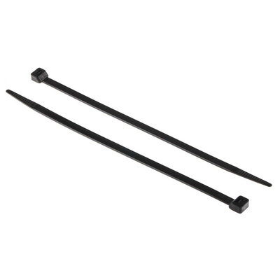 RS PRO Cable Tie, 240mm x 7.6 mm, Black Nylon, Pk-100