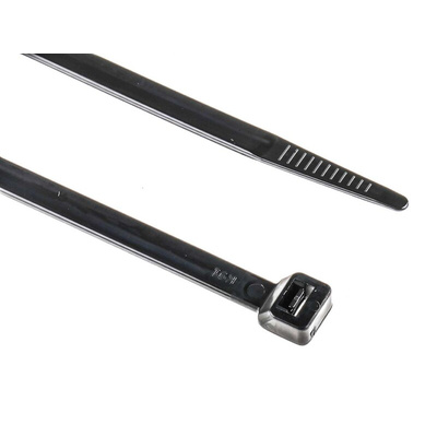 RS PRO Cable Tie, 240mm x 7.6 mm, Black Nylon, Pk-100