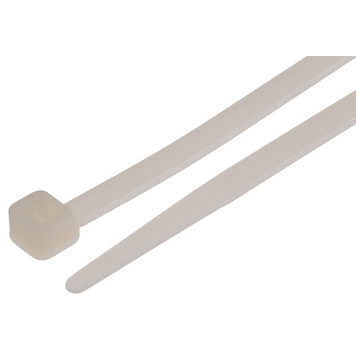 RS PRO Cable Tie, 385mm x 4.8 mm, Natural Nylon, Pk-100