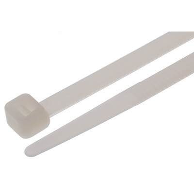RS PRO Cable Tie, 450mm x 4.8 mm, Natural Nylon, Pk-100