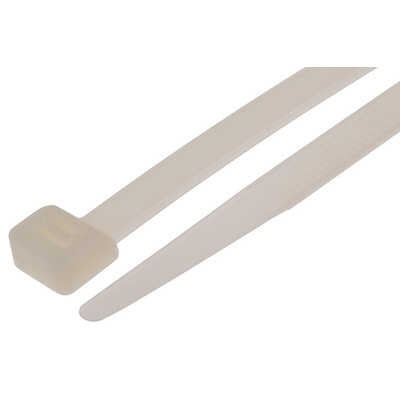 RS PRO Cable Tie, 300mm x 7.6 mm, Natural Nylon, Pk-100