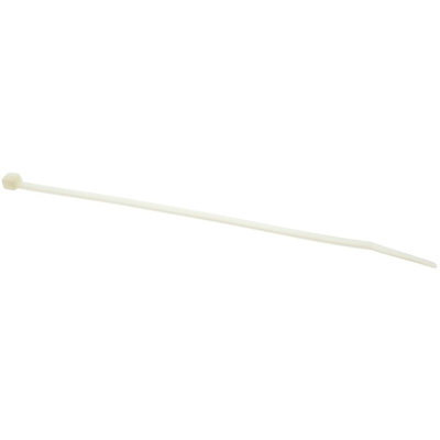 RS PRO Cable Tie, 380mm x 7.6 mm, Natural Nylon, Pk-100