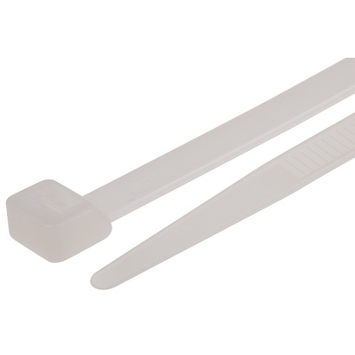 RS PRO Cable Tie, 240mm x 7.6 mm, Natural Nylon, Pk-100