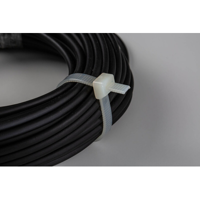 RS PRO Cable Tie, 750mm x 7.5 mm, Natural Nylon, Pk-100