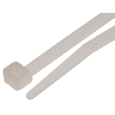RS PRO Cable Tie, 190mm x 4.8 mm, Natural Nylon, Pk-100
