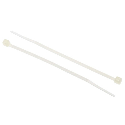 RS PRO Cable Tie, 100mm x 2.5 mm, Natural Nylon, Pk-100