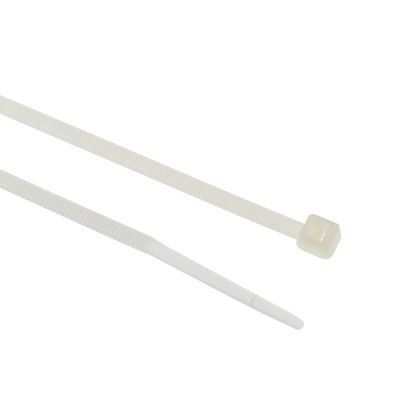 RS PRO Cable Tie, 100mm x 2.5 mm, Natural Nylon, Pk-100