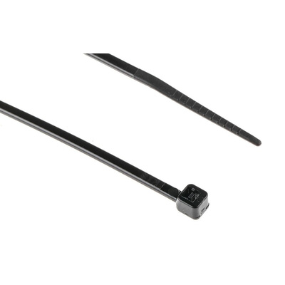 RS PRO Cable Tie, Heat Stabilised, 203mm x 2.5 mm, Black Nylon, Pk-100