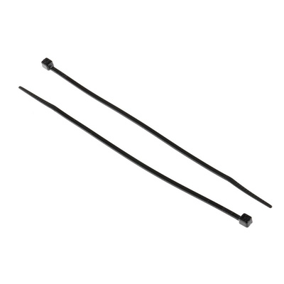 RS PRO Cable Tie, Heat Stabilised, 142mm x 2.5 mm, Black Nylon, Pk-100