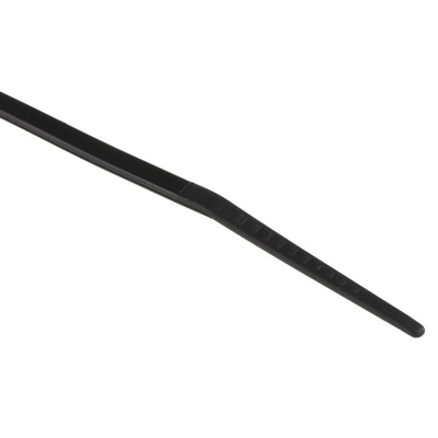 RS PRO Cable Tie, Heat Stabilised, 100mm x 2.5 mm, Black Nylon, Pk-100