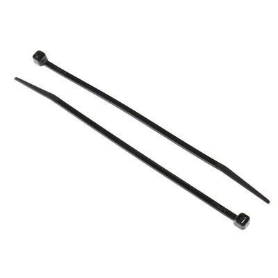 RS PRO Cable Tie, Heat Stabilised, 150mm x 3.6 mm, Black Nylon, Pk-100