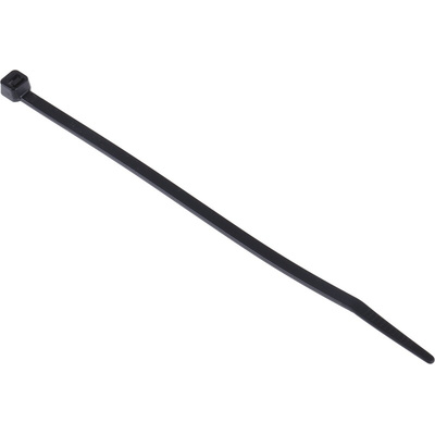 RS PRO Cable Tie, Heat Stabilised, 160mm x 4.8 mm, Black Nylon, Pk-100