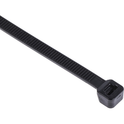 RS PRO Cable Tie, Heat Stabilised, 160mm x 4.8 mm, Black Nylon, Pk-100