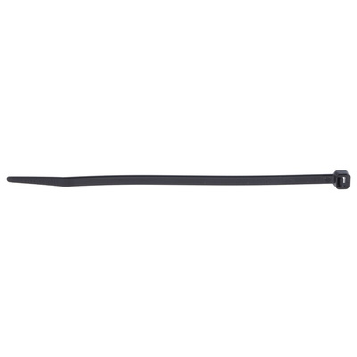 RS PRO Cable Tie, Heat Stabilised, 160mm x 4.8 mm, Black Nylon, Pk-100