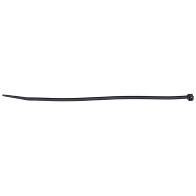 RS PRO Cable Tie, Heat Stabilised, 203mm x 3.6 mm, Black Nylon, Pk-100