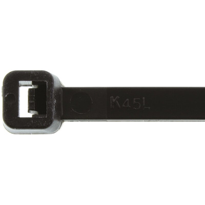 RS PRO Cable Tie, Heat Stabilised, 203mm x 4.6 mm, Black Nylon, Pk-100