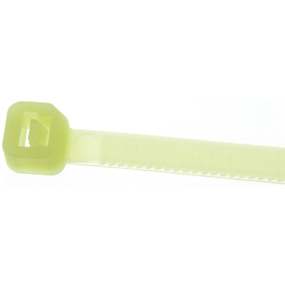 RS PRO Cable Tie, Heat Stabilised, 160mm x 4.8 mm, Natural Nylon, Pk-100