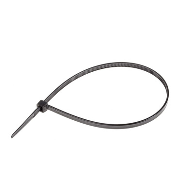 RS PRO Cable Tie, 300mm x 4.8 mm, Black Nylon, Pk-1000