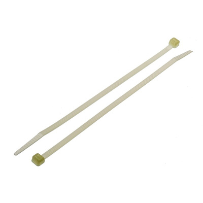 RS PRO Cable Tie, Heat Stabilised, 203mm x 4.6 mm, Natural Nylon, Pk-100