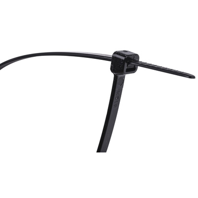 RS PRO Cable Tie, 368mm x 4.8 mm, Black Nylon, Pk-1000