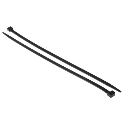 RS PRO Cable Tie, 380mm x 7.6 mm, Black Nylon, Pk-1000