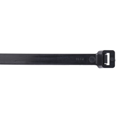 RS PRO Cable Tie, 610mm x 9 mm, Black Nylon, Pk-100