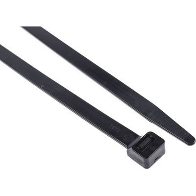 RS PRO Cable Tie, 610mm x 9 mm, Black Nylon, Pk-100