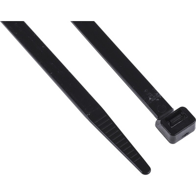 RS PRO Cable Tie, 340mm x 7.6 mm, Black Nylon, Pk-100