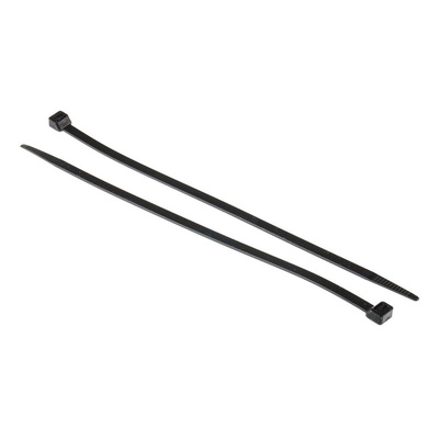 RS PRO Cable Tie, 300mm x 7.6 mm, Black Nylon, Pk-100