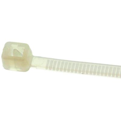 RS PRO Cable Tie, 142mm x 2.5 mm, Natural Nylon, Pk-100