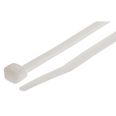 RS PRO Cable Tie, 385mm x 4.8 mm, Natural Nylon, Pk-100