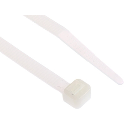 RS PRO Cable Tie, 160mm x 4.8 mm, Natural Nylon, Pk-100